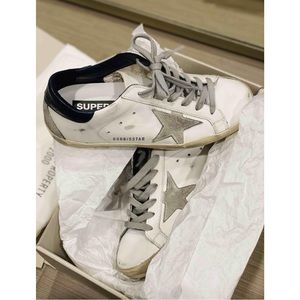 Golden Goose Women’s Super Star Low Top Star Sneaker Shoe White Navy